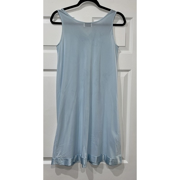 Vintage Vanity Fair Blue Nylon Satin V-Neck Nightgown Size Small - Picture 2 of 10